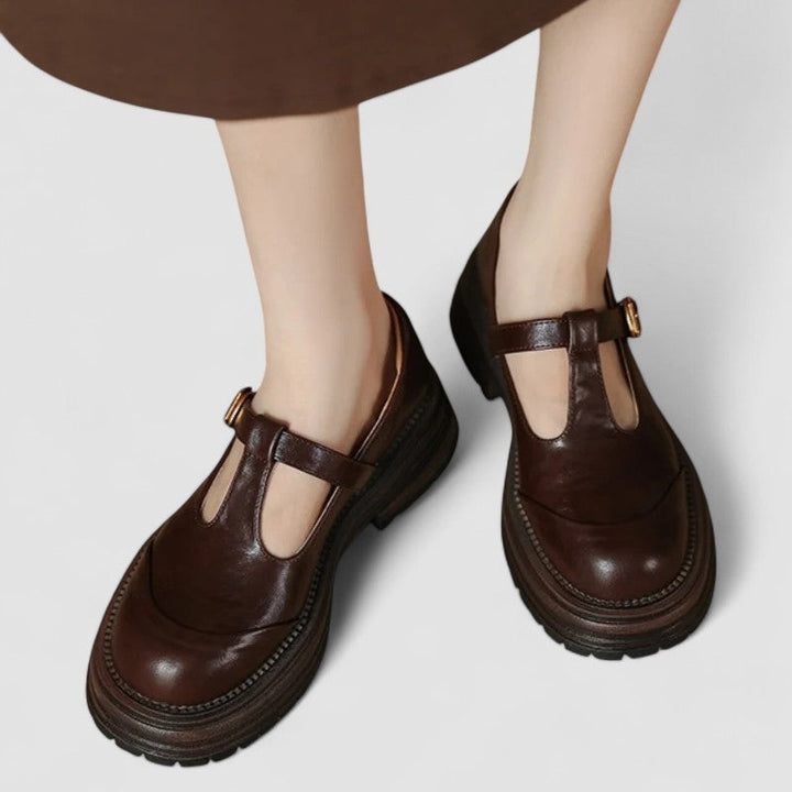 Women's Platform Mary Jane Shoes with T-Bar Strap
