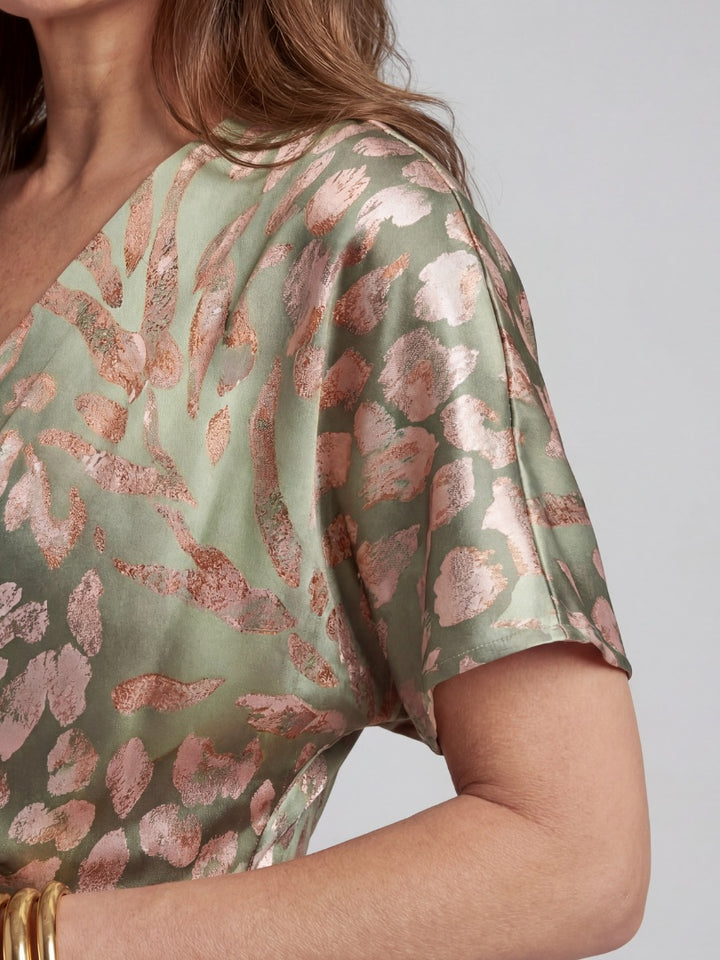 Women's Satin-Look Cocktail Midi Dress with Twist Waist
