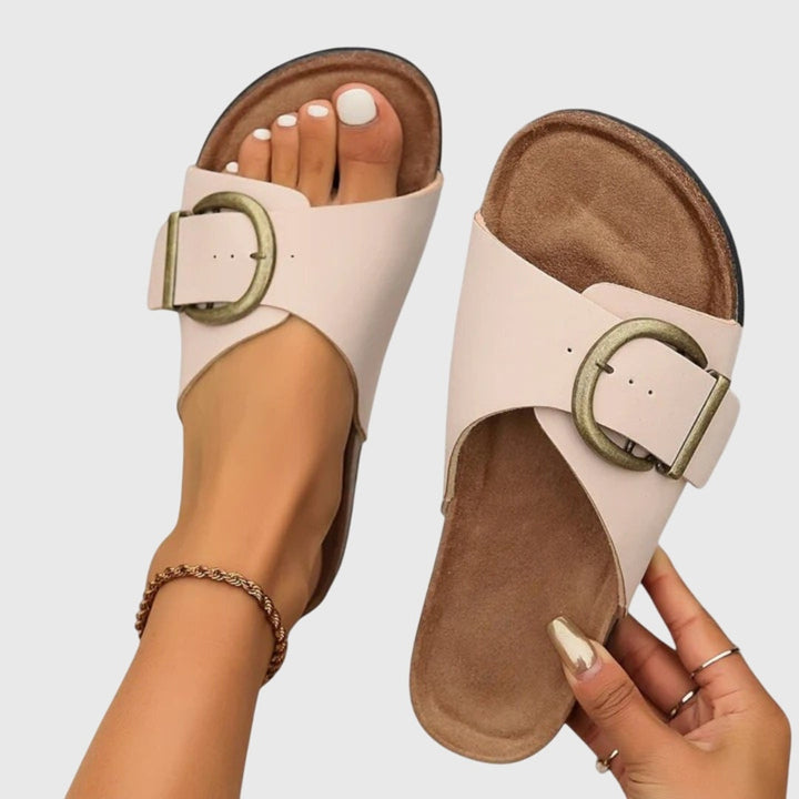 Women's Slide Sandals with Adjustable Buckle Strap