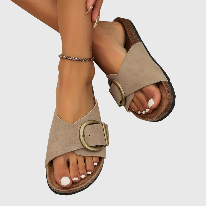 Women's Slide Sandals with Adjustable Buckle Strap