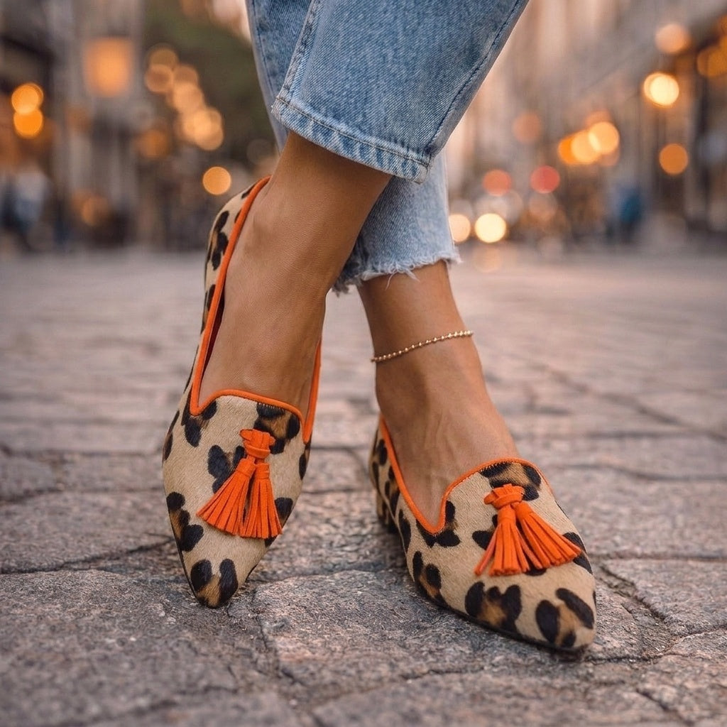 Women's Slip On Tassel Loafers Pointed Toe Suede-Look