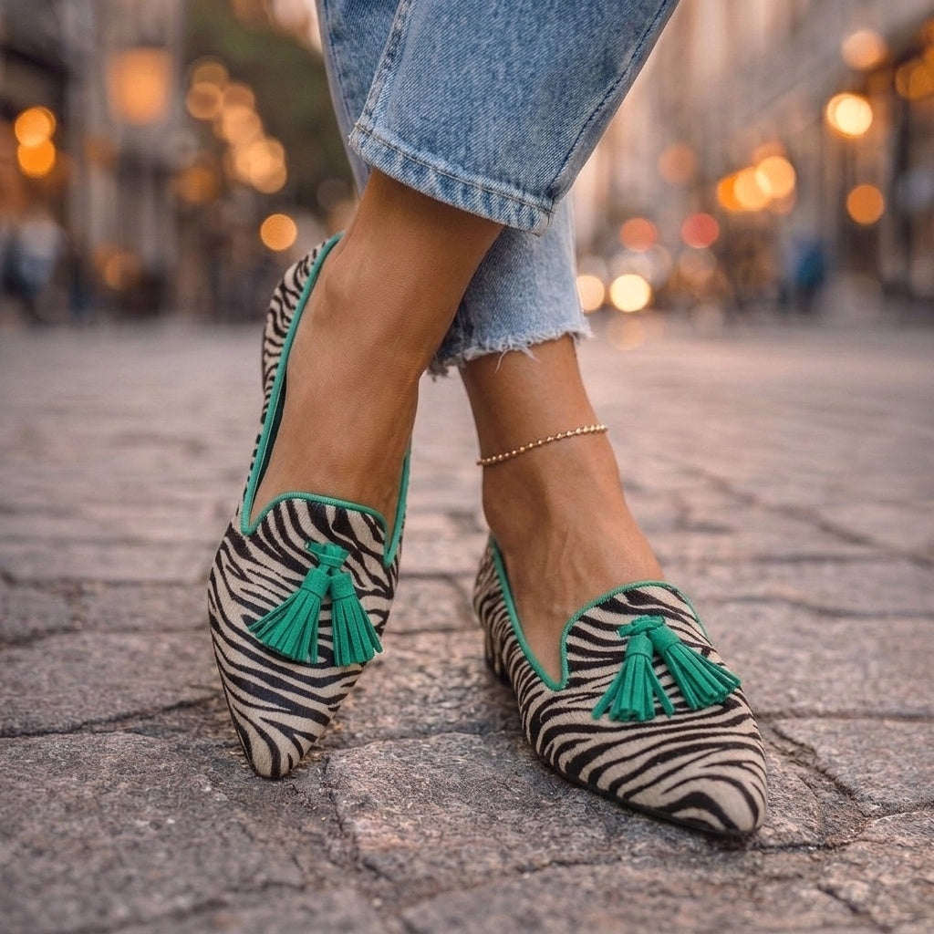 Women's Slip On Tassel Loafers Pointed Toe Suede-Look