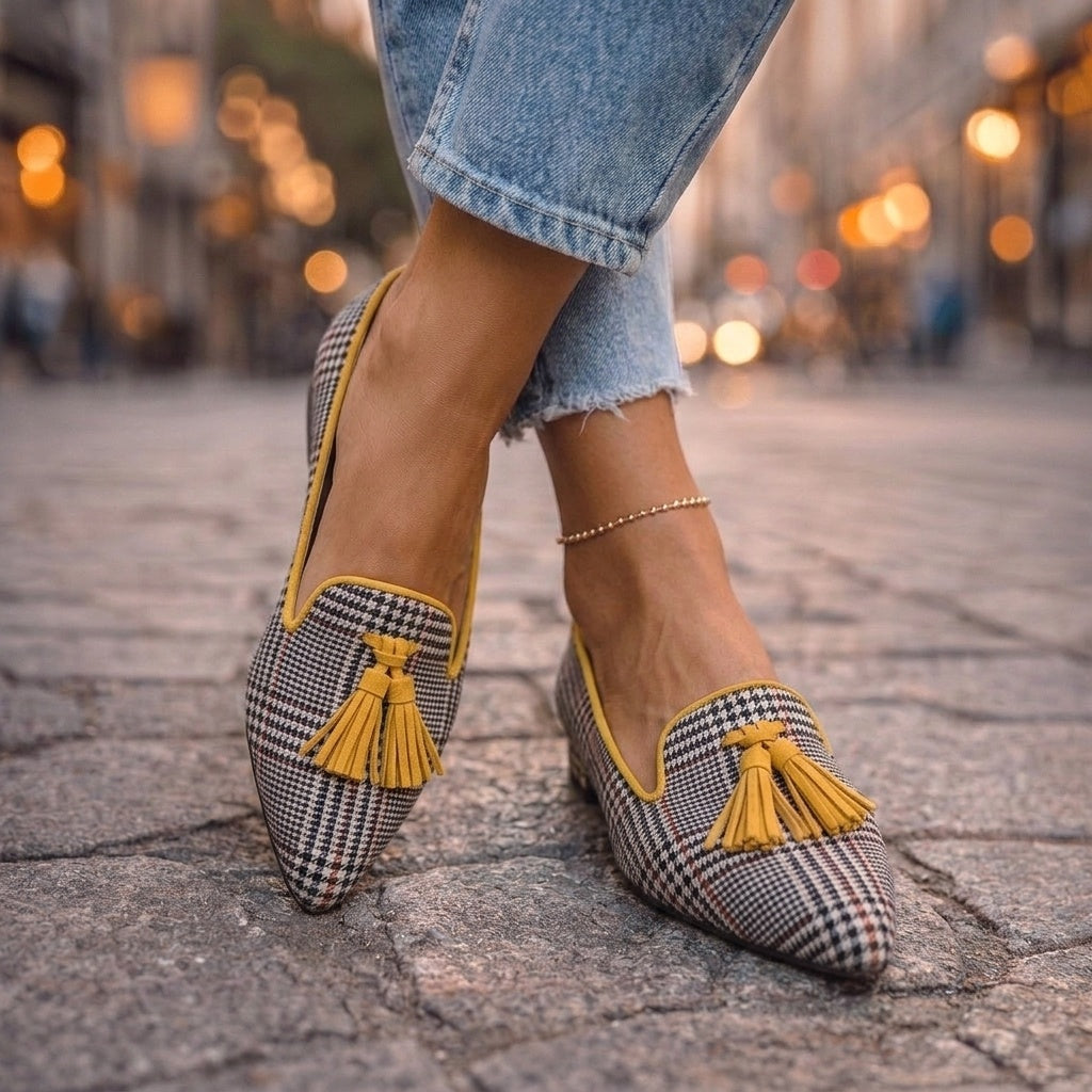 Women's Slip On Tassel Loafers Pointed Toe Suede-Look