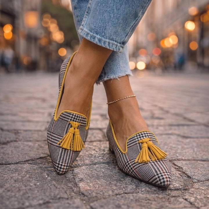 Women's Slip On Tassel Loafers Pointed Toe Suede-Look