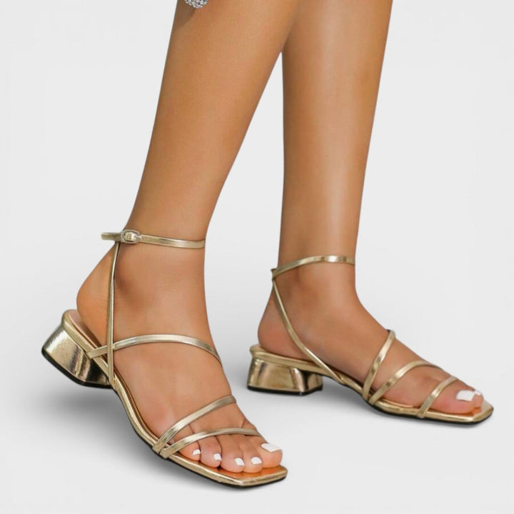 Women's Strappy Low Block Heel Sandals with Ankle Strap