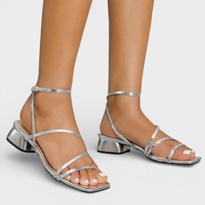 Women's Strappy Low Block Heel Sandals with Ankle Strap