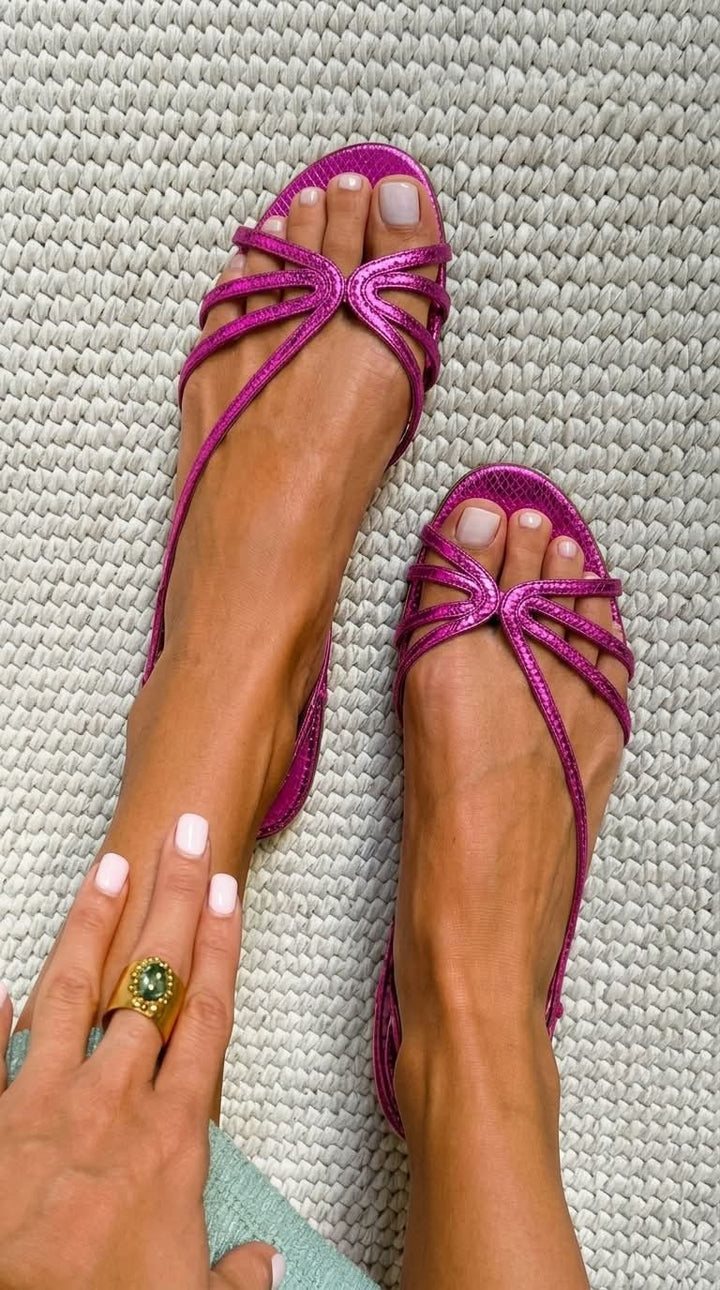 Women's Strappy Sandals Flat Slingback Snake-Look