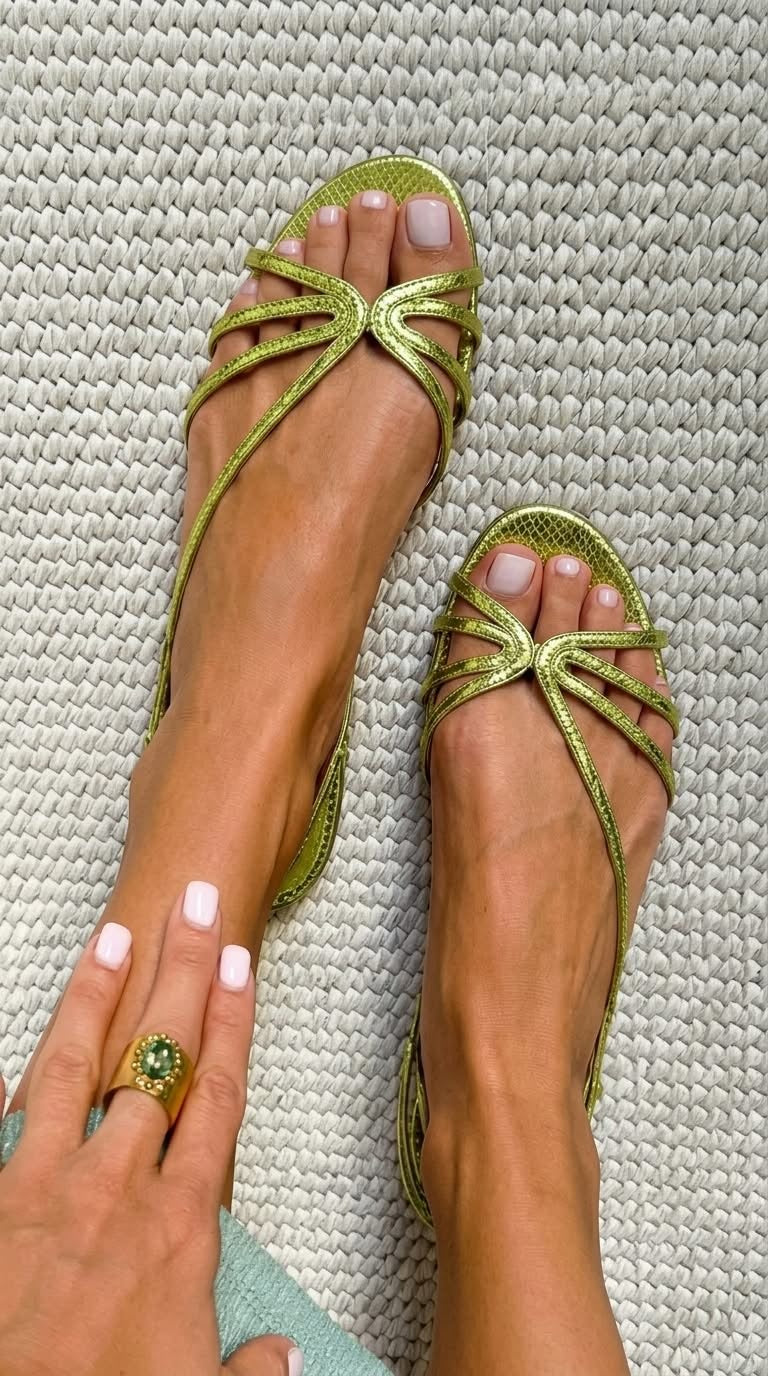 Women's Strappy Sandals Flat Slingback Snake-Look