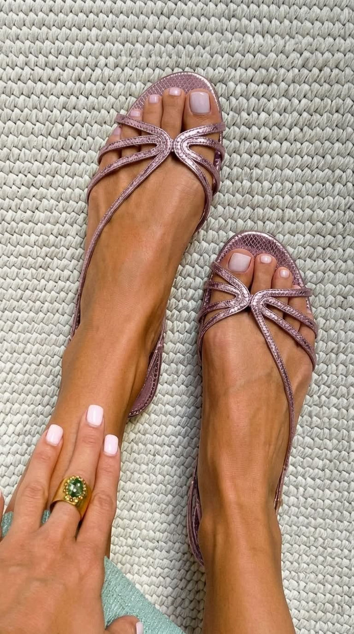 Women's Strappy Sandals Flat Slingback Snake-Look