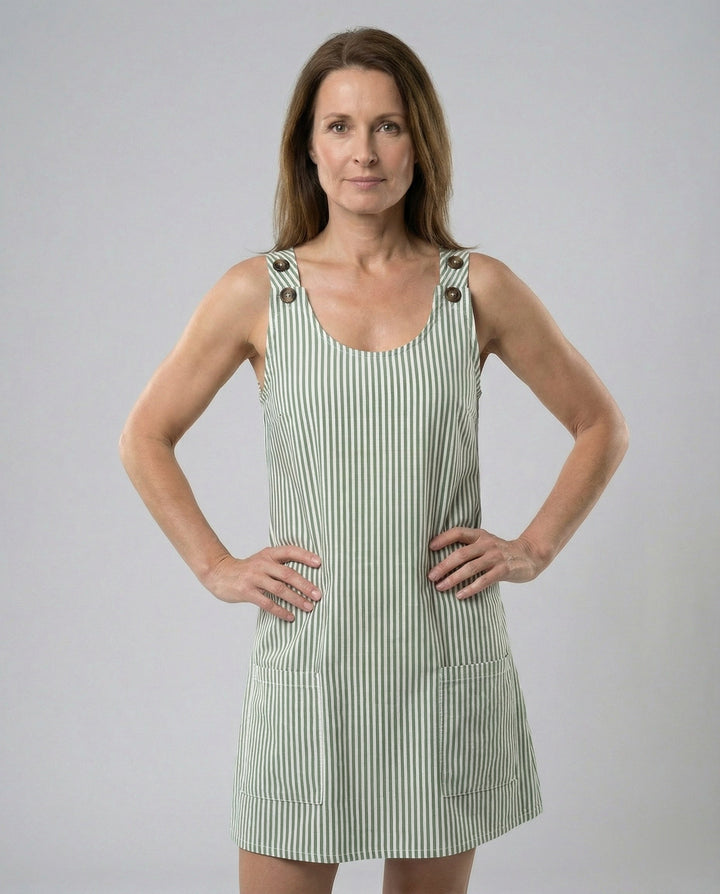 Women's Striped Summer Mini Dress with Pockets