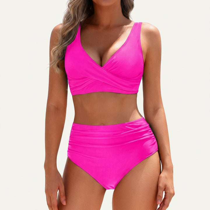Women's Striped Two Piece Bikini Set High Waisted