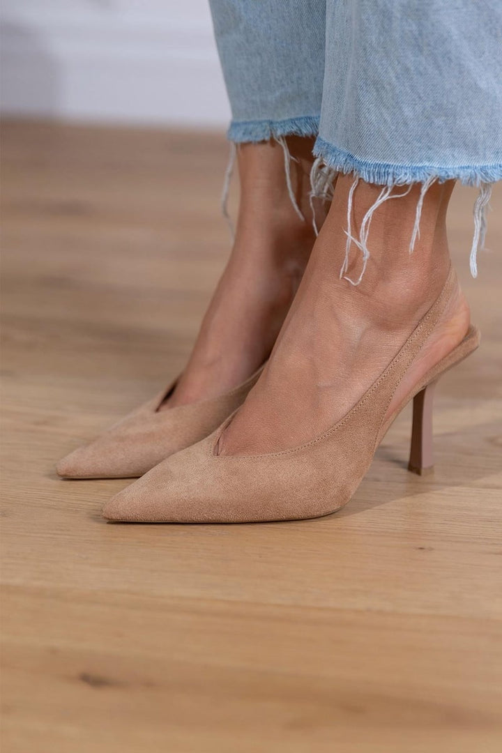 Women's Suede Slingback Stiletto Heels Pointed Toe