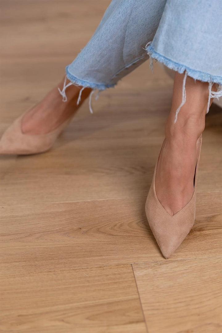 Women's Suede Slingback Stiletto Heels Pointed Toe