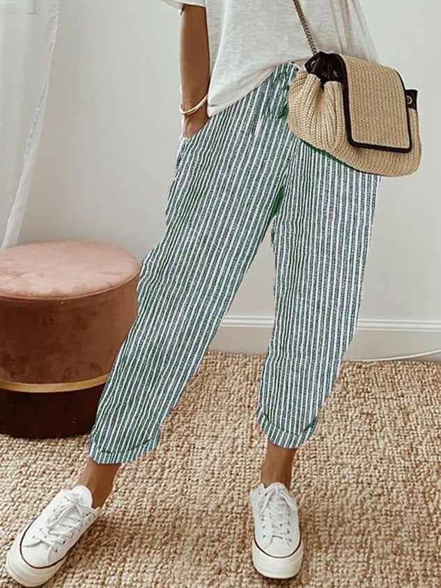 Women's Summer Linen Pants with Drawstring Waist