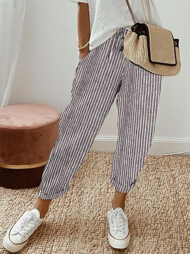 Women's Summer Linen Pants with Drawstring Waist