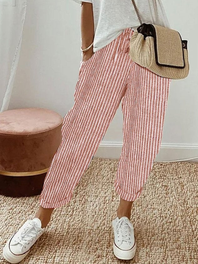 Women's Summer Linen Pants with Drawstring Waist