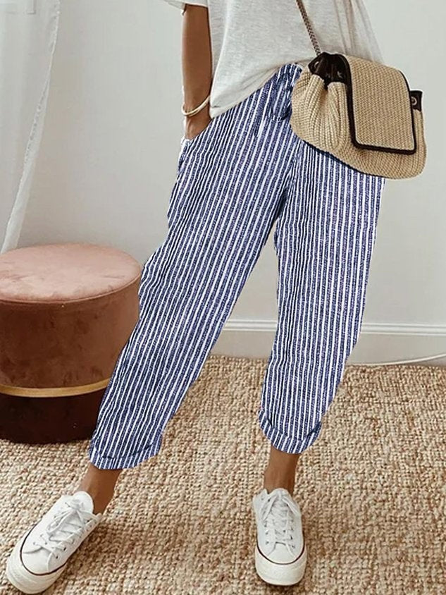 Women's Summer Linen Pants with Drawstring Waist