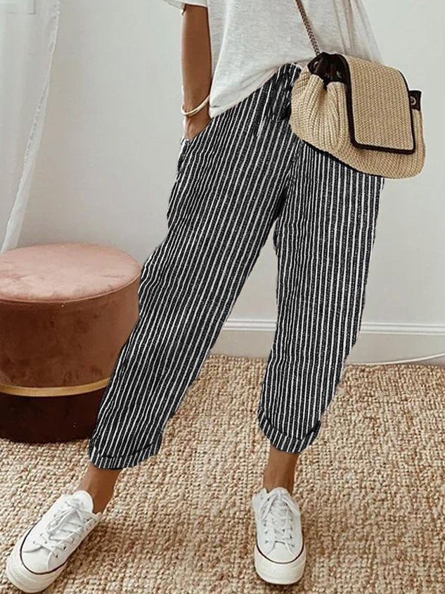 Women's Summer Linen Pants with Drawstring Waist