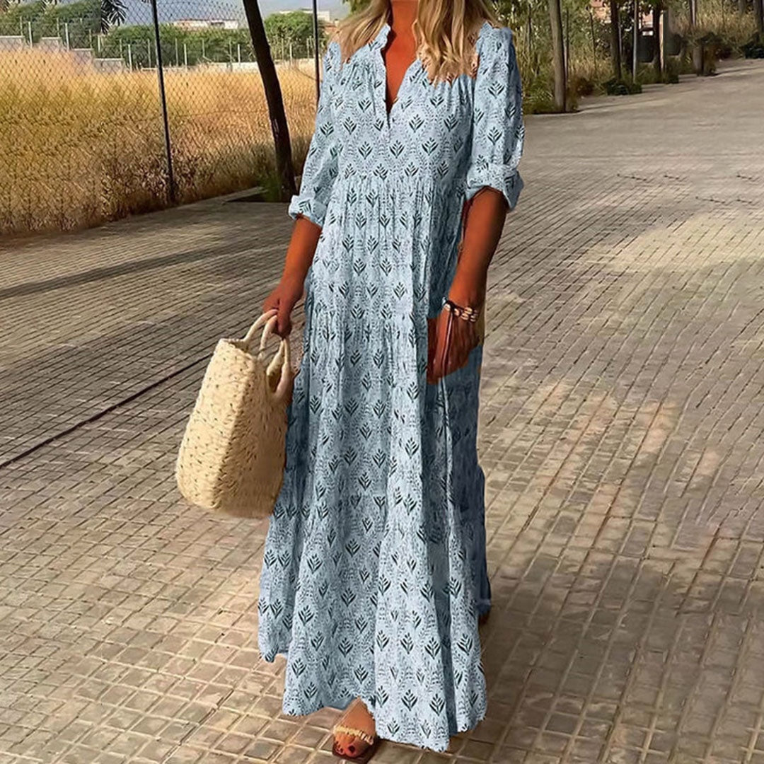 Women's Summer Maxi Dress Tiered with V-Neck