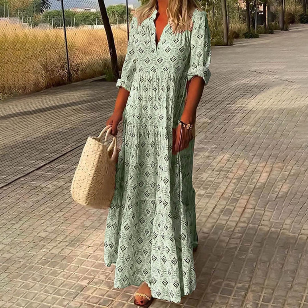 Women's Summer Maxi Dress Tiered with V-Neck