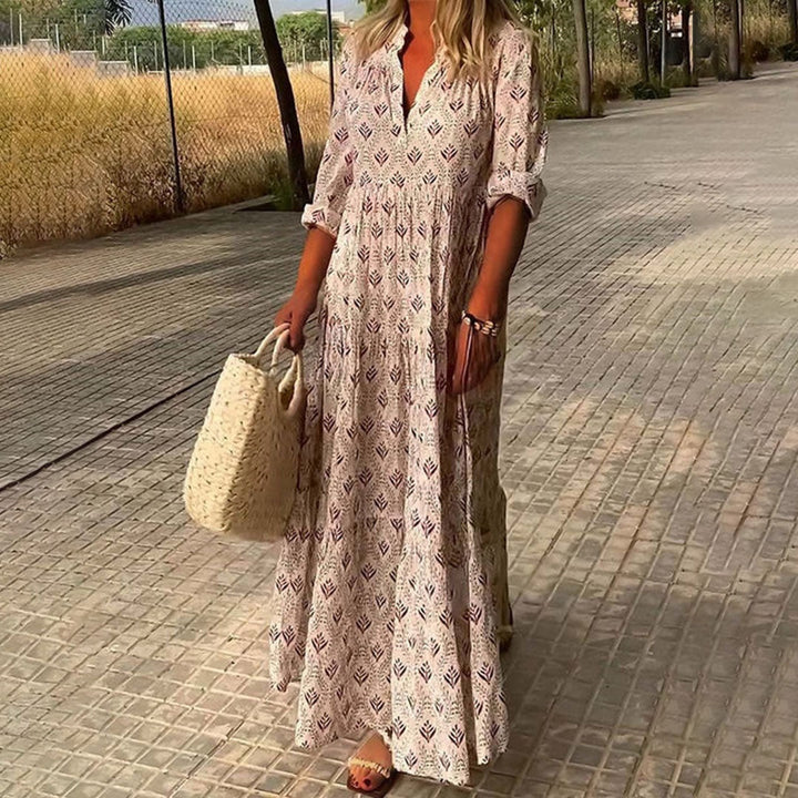 Women's Summer Maxi Dress Tiered with V-Neck