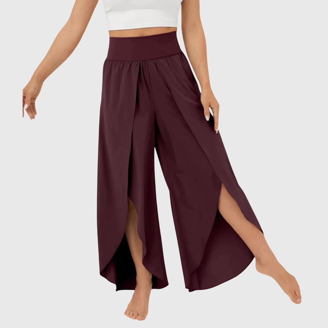 Women's Summer Palazzo Pants High Waisted with Side Slit