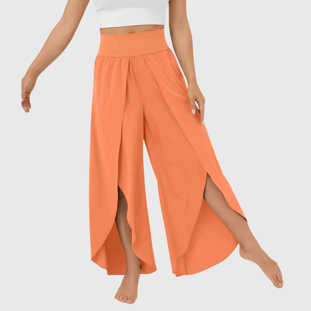 Women's Summer Palazzo Pants High Waisted with Side Slit