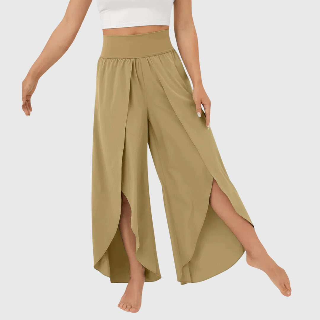 Women's Summer Palazzo Pants High Waisted with Side Slit