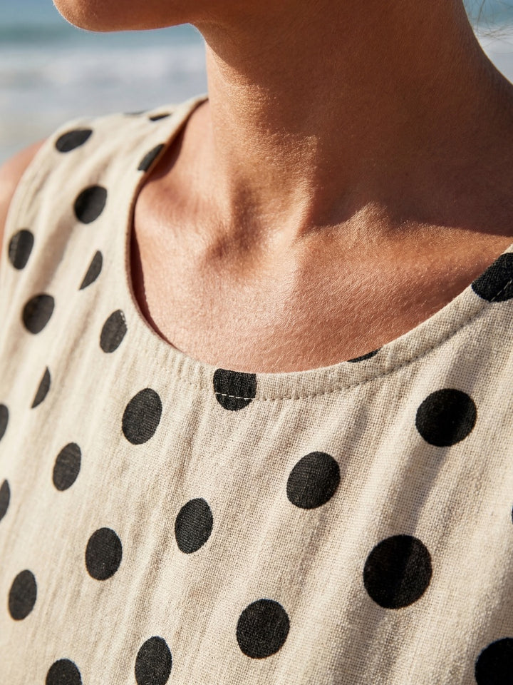 Women's Summer Polka Dot Midi Dress Sleeveless