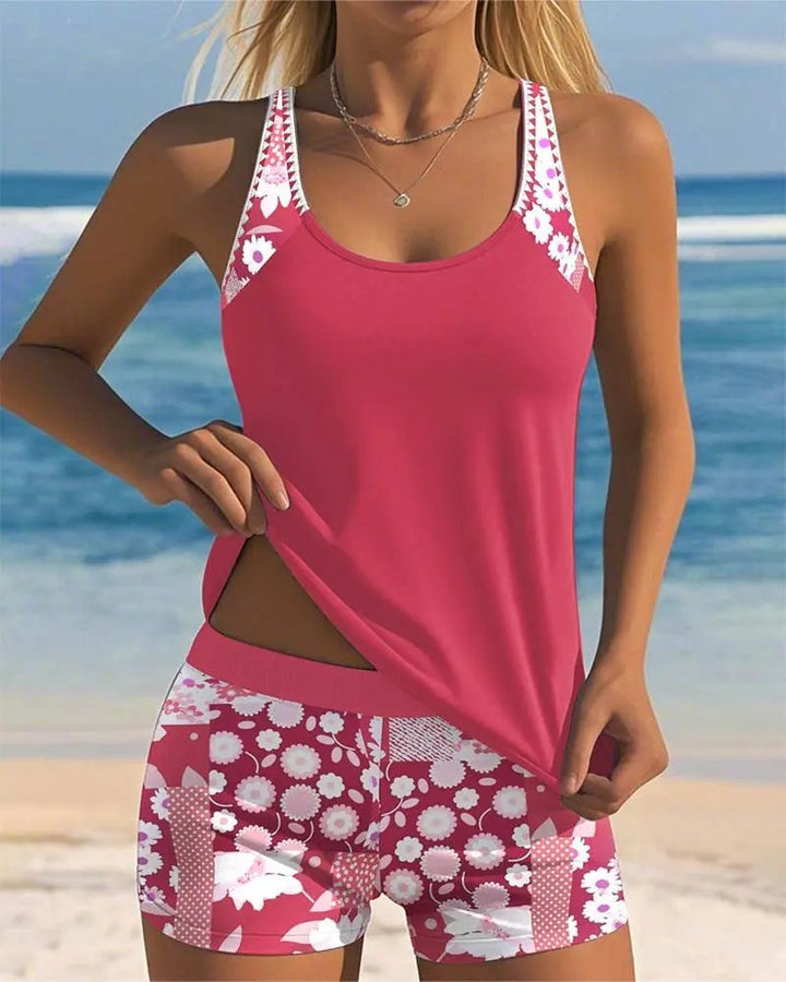 Women's Tankini Shorts Set Two Piece Swimsuit Floral Print