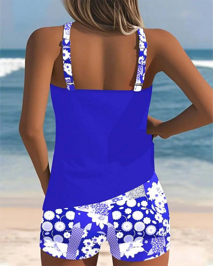 Women's Tankini Shorts Set Two Piece Swimsuit Floral Print