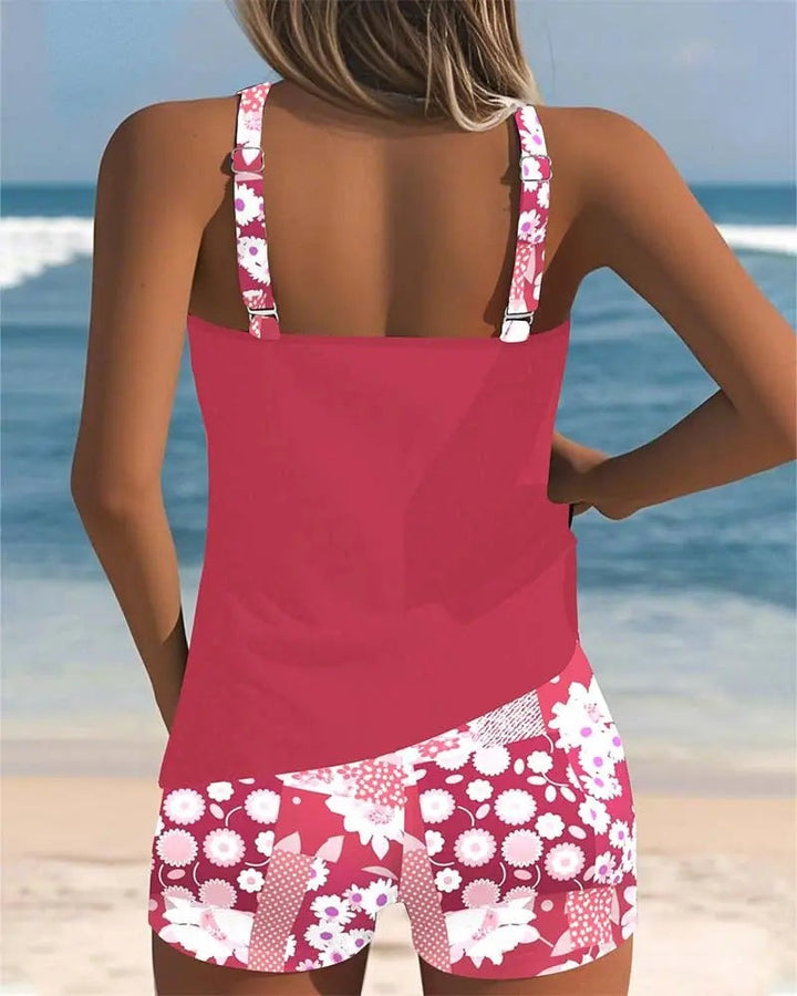 Women's Tankini Shorts Set Two Piece Swimsuit Floral Print