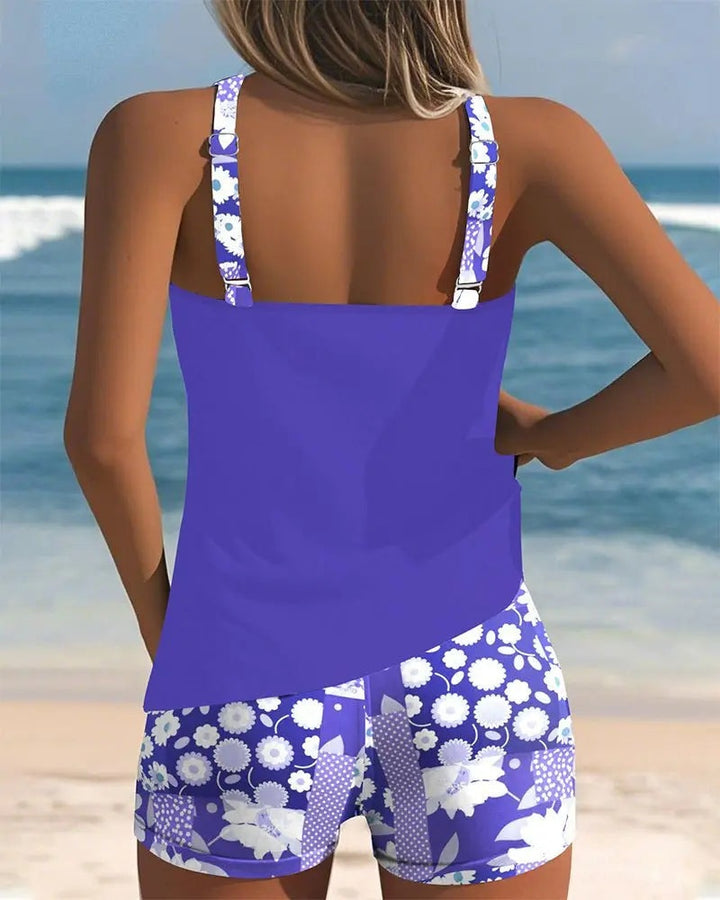 Women's Tankini Shorts Set Two Piece Swimsuit Floral Print