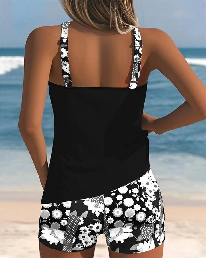 Women's Tankini Shorts Set Two Piece Swimsuit Floral Print