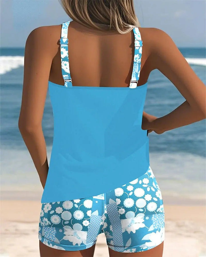 Women's Tankini Shorts Set Two Piece Swimsuit Floral Print